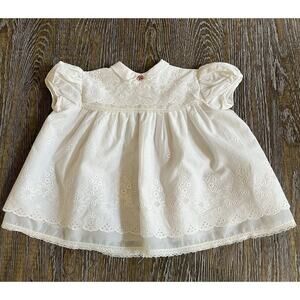 Vintage Baby Girls‎ Dress White Lace Embroidered Made In France